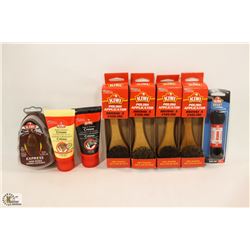 BAG OF ASSORTED KIWI SHOE POLISHING PRODUCTS