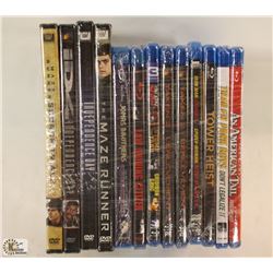 BUNDLE OF ASST DVDS AND BLURAYS