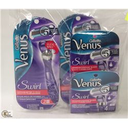 BAG OF GILLETTE VENUS SWIRL RAZORS W/ REPLACEMENT