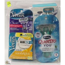 BAG OF ASSORTED WOMEN RAZORS & REPLACEMENT BLADES