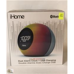 IHOME COLOR CHANGING DUAL ALARM CLOCK AND USB