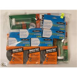 BAG OF ASSORTED INCL GORILLA TAPE, CRAZY GLUE,