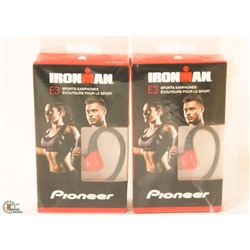 2 PAIRS OF IRONMAN E3 SPORTS EARPHONES