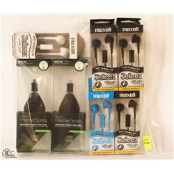 BAG OF ELECTRONICS INCL 4 PAIRS OF MAXELL