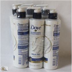 6 BOTTLES OF DOVE MILK GEL CONDITIONER