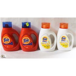 4 BOTTLES OF ASSORTED LAUNDRY DETERGENT