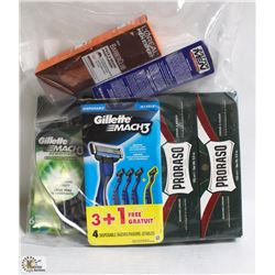 BAG OF ASSORTED MENS SHAVING PRODUCTS