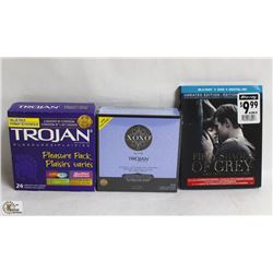 2 BOXES OF TROJAN CONDOMS AND 50 SHADES OF GREY