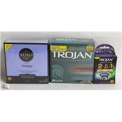2 BOXES OF TROJAN CONDOMS AND MORE