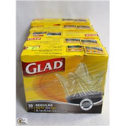 5 BOXES OF GLAD GARBAGE BAGS