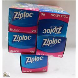 5 BOXES OF ZIPLOCK SNACK BAGS
