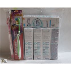 BAG W/ TOOTHPASTE, AND TOOTHBRUSH