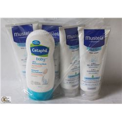 BAG OF BABY HAIR AND BODY WASH AND LOTION