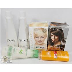 BAG OF ASSORTED HAIR COLOUR, SHAMPOO, AND