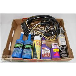 FLAT OF ASSORTED INCL ENGINE LUBRICANT, STOP LEAK