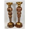 Image 1 : 2 LARGE BROWN AND GOLD CANDLE HOLDERS