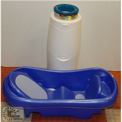 NEWBORN LOT INCLUDING BABY BATH, DIAPER GENIE