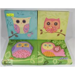 SET OF 4 OWL PRINTS