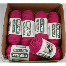 FLAT OF 6 LARGE BALLS OF BERNAT 4 PLY YARN ROSE