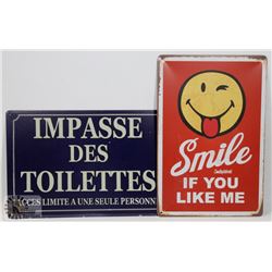 LOT OF TWO NEW! 12" X 8" METAL SIGNS