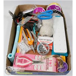 FLAT OF CRAFTING  AND BEADING SUPPLIES
