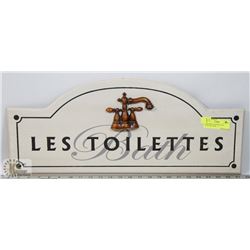 WOOD WALL HANGING "LES TOILETTES" SIGN -