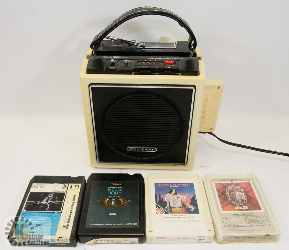 SEARS 8TRACK AM/FM PLAYER WITH TAPES Kastner Auctions