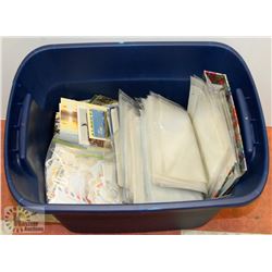LARGE BIN OF PHOTO POSTCARDS, PHOTO PAGES, STAMPS