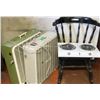 Image 1 : 2 LARGE FLOOR FANSM, WOOD CHAIR & ELECTRIC COOKER