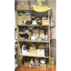 4 TIER SHELVING UNIT WITH MISC CONTENTS