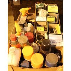 BOX OF ASSORTED SPRAY PAINTS & MORE