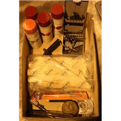 MISC LOT: INCLUDES ENAMEL PAINT, DRILL BITS, HAND