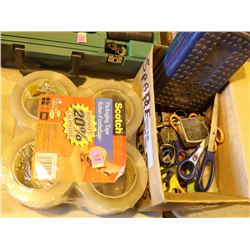8 ROLLS OF CLEAR PACKING TAPE & BOX OF ASSORTED