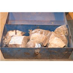 TOOLBOX WITH CONTENTS OF SANDING BELTS & MORE