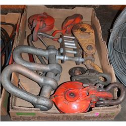 FLAT OF ASSORTED CHAIN HOISTS & MORE