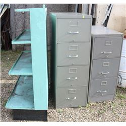 SHELVING UNIT & 2 FILE CABINETS