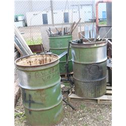 2 PALLETS & BARREL OF MISC SCRAP STEEL