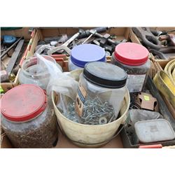 FLAT OF ASSORTED SCREWS, BOLTS, AND MISC HARDWARES