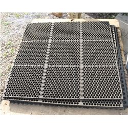 LOT OF FIVE 3FT X 3FT RUBBER CONCRETE MATS