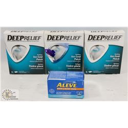 BAG OF ICE COLD PATCHES AND ALEVE BACK AND BODY