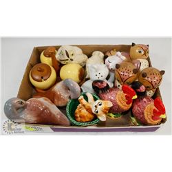 BOX OF VINTAGE SALT AND PEPPERS