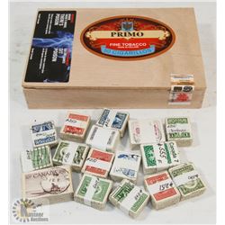 CIGAR BOX FULL OF 100 LOT VINTAGE CANADIAN STAMPS