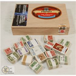 CIGAR BOX FULL OF 100 LOT VINTAGE CANADIAN STAMPS