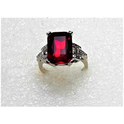 20)  EMERALD CUT LAB CREATED RUBY WITH