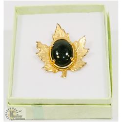 VINTAGE ESTATE MAPLE LEAF BROOCH WITH A STONE