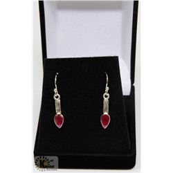 #88-NATURAL RED RUBY DANGLING EARRINGS