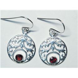 70) STERLING SILVER GARNET EARRINGS