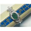 Image 1 : 54) STERLING SILVER EMERALD & CUBIC ZIRCONIA RING