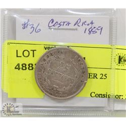 1889 COSTA RICA SILVER 25 CENTAVOS
