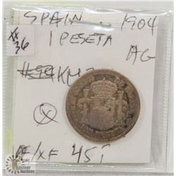 1904 SPANISH SILVER PESETA